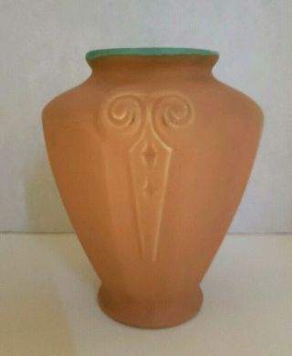 Coors Art Deco Rams Head Matte Pottery Vase