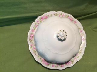 M.  Z.  Wheelock Vienna Austria Flowers Vintage Porcelain Butter Bowl With Lid