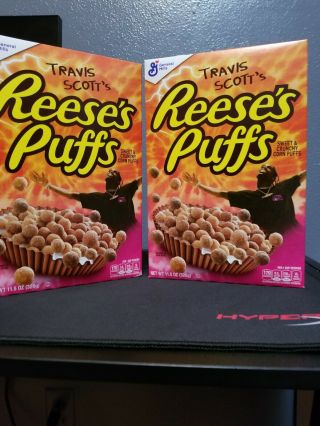 2 Travis Scott Reeses Puffs Cereal Boxes Rare