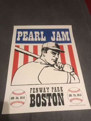 2016 Pearl Jam Fenway Park Concert Poster Shuss Print Boston Slight Damage