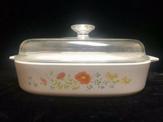 Vintage Corning Ware A - 10 - B Wildflower Casserole Dish With Lid 10 X 10 X 2 "