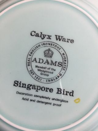 7 Bread Plates - Adams Calyx Ware Singapore Bird 6