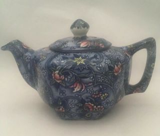 Sadler Floral,  Blue Teapot Made In England,  Small