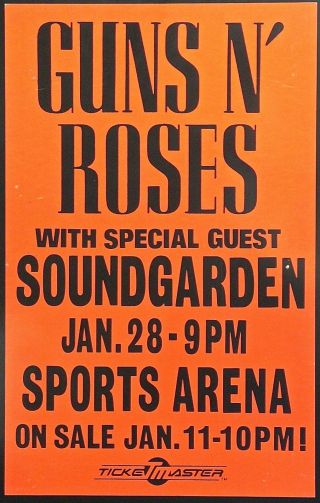 Guns N Roses - Soundgarden - Tour Poster - Slash - Axl Rose - Duff - Sports Arena