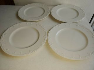 Lenox Casual Elegance 10.  7/8 " Dinner Plates Cream Color Gloss Emboss Usa