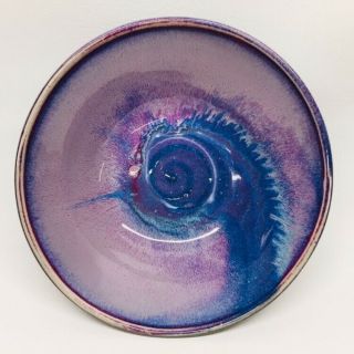 Don Drumm Studios Gallery Stoneware Pottery Bowl Blue Purple Abstract Design