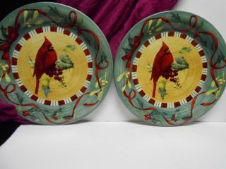 Set Of Two Lenox Winter Greetings Everyday Cardinal Dinner Plates 10.  75 " Mcclung