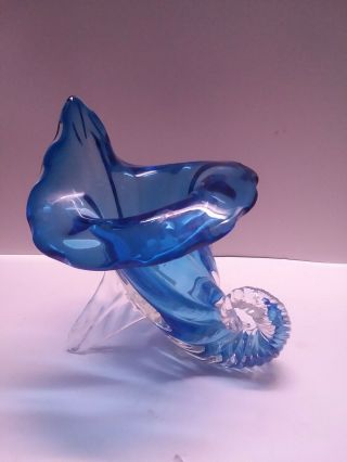 Vintage Blown Glass Blue Vase