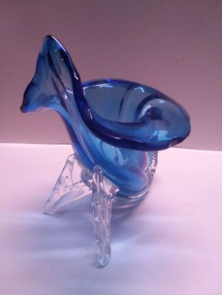 Vintage Blown Glass Blue Vase 2
