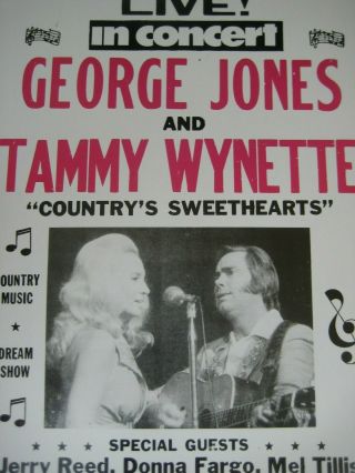 George Jones Tammy Wynette 1973 Live In Concert Poster Mel Tillis Jerry Reed