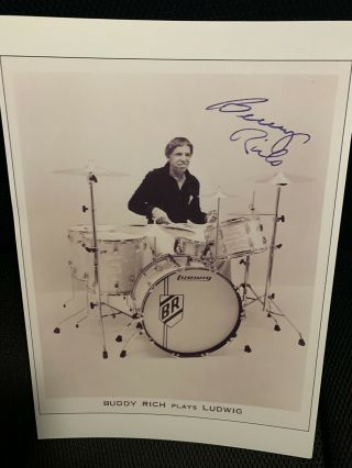 Drummer Buddy Rich/ludwig Drums Reprint Glossy Photo & Autograph