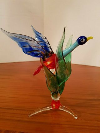Vintage Murano Art Glass Bird Figurine 6 " High 1
