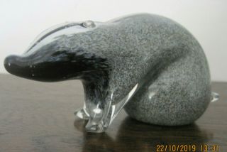 Paul Miller Signed Art Glass Badger Ornament 13cm Langham Glass Animal