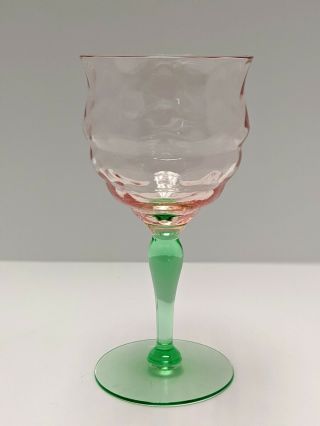 Vintage Tiffin Watermelon Wine Glasses Goblets Pink And Green