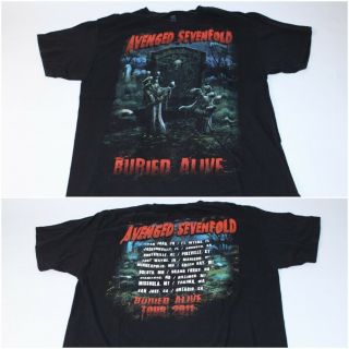 Black Avenged Sevenfold Buried Alive 2011 Concert Band Tour Shirt Large