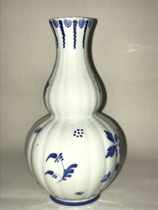 Royal Delft de Porceleyne Fles 1951 Vase hand painted blue floral decor HUR 3