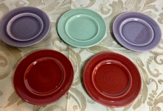 Vintage Metlox Colorstax Set 5 Bread And Butter Plates 6 1/2 In.