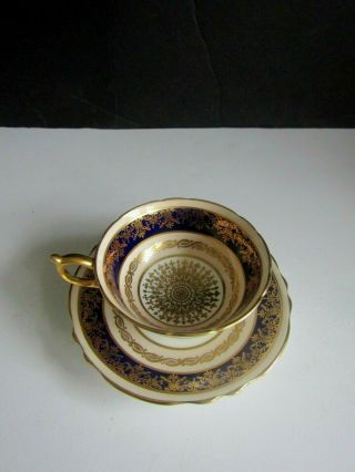 Stunning Vtg Paragon Navy Blue W Gold Teacup & Saucer Fine Bone China England