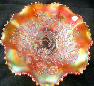 Northwood Glass 9 Inch Fluted Marigold Good Luck Bowl