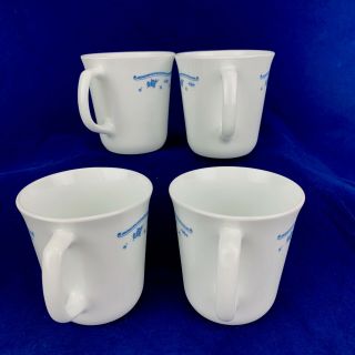 Corning Corelle MORNING BLUE White Floral Flowers Coffee Mugs Tea Cups Set 4 2