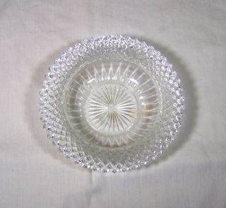 Bowl Candy Dish Cut Glass Rim Diamond Pattern Star In Bottom Middle 6 " X 1 1/2 "