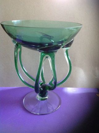 Glass 2 Tone Octopus,  Jellyfish Vase,  Jozefina Krosno,  Polish Glass