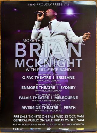 Brian Mcknight Rare 2014 Australian Promo Poster A2 59x42cm More Than Words Tour