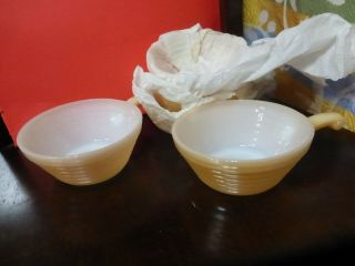 Bowl With Handle Vintage Fire King Ovenware - Peach Lustre Ware Orange Set Of 4