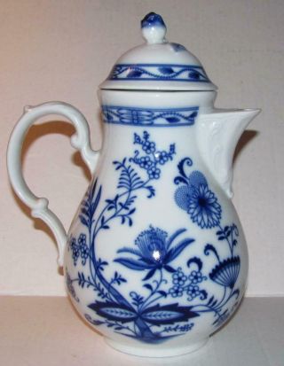 Blue Danube Onion Porcelain Coffee Pot Oscar Schaller Wintering Bavaria Germany