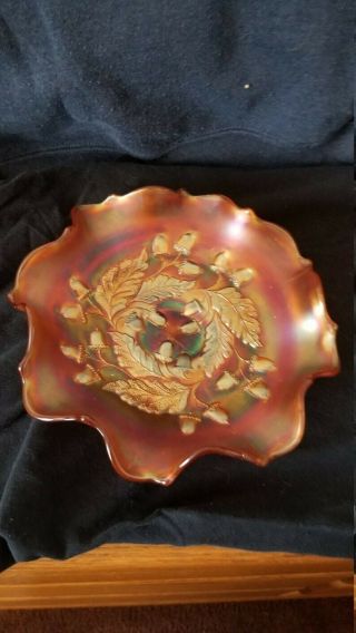 Fenton Marigold Acorn Pattern Carnival Glass Bowl 1920 ' s - 1930 ' s 2