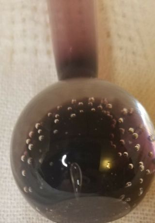 Vintage Glass Bud Vase Paperweight Controlled Bubble Purple Amethyst 8 