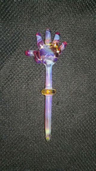 Hand Blown Glass Art.  Amber Purple Hand Heady.  Made In Usa