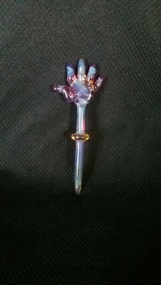 Hand Blown Glass Art.  Amber purple hand heady.  Made in USA 2