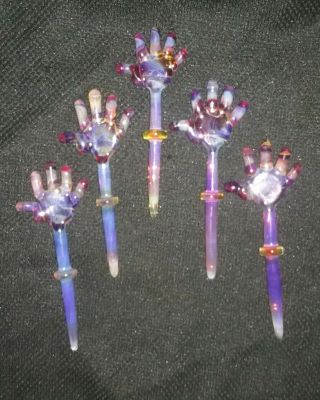 Hand Blown Glass Art.  Amber purple hand heady.  Made in USA 4