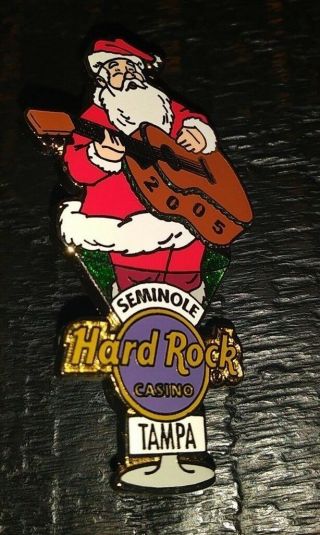 Hard Rock Cafe Hrc Seminole Tampa 2005 Xmas Santa Guitar Martini Glass Pin /le