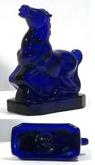 Boyd Glass Made In 1981 Big Joey Horse Hand Stamped Deep Dark Cobalt Blue Fund