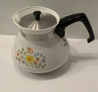 Vintage Corning Ware Spring Meadow 6 Cup Tea Pot P - 104 Yellow//orange Flowers