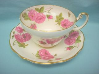 Foley China Deep Pink Century Rose Cup And Saucer - Signed