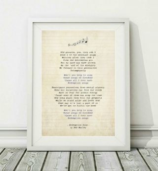 085 Bob Marley - Redemption Song - Song Lyric Art Poster Print - Sizes A4 A3