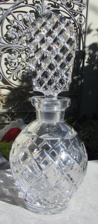 Vintage Bohemia Diamond Cut Crystal Perfume Decanter Rounded Stopper