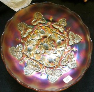 Antique Millersburg Marigold Carnival Glass Blackberry Wreath 8 1/2 " Bowl