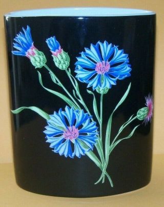 Tiffany & Co Black Colorful Flowers 2005 Porcelain Wildflowers Vase