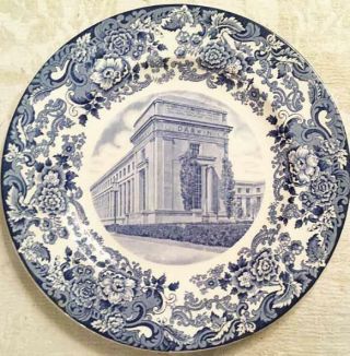 Wedgwood Blue/white Plate Mit 1930 Pylon Of Building One