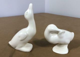 Vintage Pair Catalina Island California Pottery White Duck Figurines