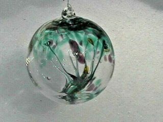 Hanging Glass Ball 4 " Diameter " Tropical Tree " Witch Ball (1) Gb5