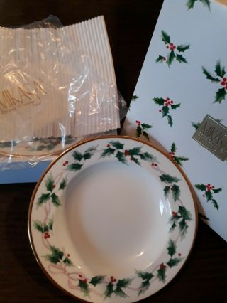 Mikasa Ribbon Holly Soup Bowls Set Of 4 Christmas China 8.  75” Soups