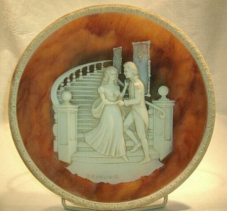 Collector Hand Crafted " Lord Nelson & Lady Hamilton " Incolay Stone Plate
