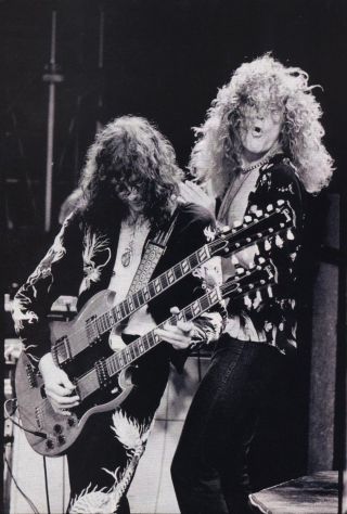 Led Zeppelin Robert Plant Jimmy Page Gibson Sg Guitar Concert Photo Poster Print