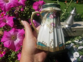 Gorgeous Antique Nippon Hand Painted Gilded Sugar Shaker Roses & Stars