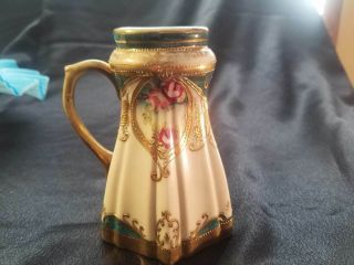 Gorgeous Antique Nippon Hand Painted Gilded Sugar Shaker Roses & Stars 4